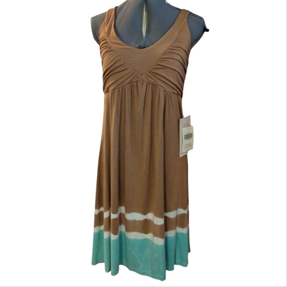 Boston Proper Brown and Teal Tie Dye Sleeveless‎ Dress Size Small Women's